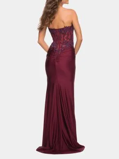 La Femme Stunning Strapless Jeweled Lace And Jersey Dress -Jewelry Accessories 7713b4c6 d1af 41cb b3c6 aaa09c6e600f