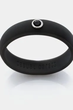 Casual Carats Mens Black Colored Diamond Black Silicone Band