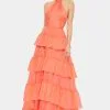 Ieena For Mac Duggal Ruffle Tiered Pleated Halter Neck A Line Gown 1 Ieena For Mac Duggal Ruffle Tiered Pleated Halter Neck A Line Gown -Jewelry Accessories 7eeb9d47 76c2 45a1 8059 85fcf6bc6123