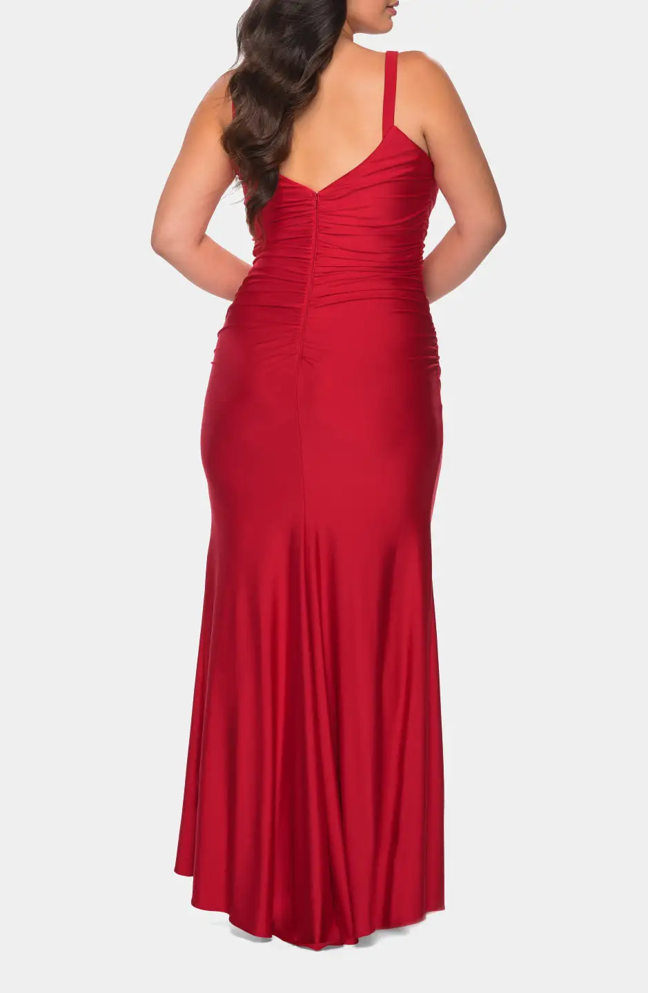 La Femme Long Ruched Jersey Dress 4 La Femme Long Ruched Jersey Dress - Image 2
