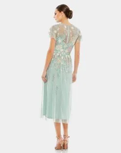 Mac Duggal Embellished Illusion Butterfly Sleeve Midi Dress -Jewelry Accessories 8bee1a96 8b35 44fa aab8 3238c42f9745