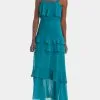 Quiz Chiffon Frill Tiered Strappy Maxi Dress