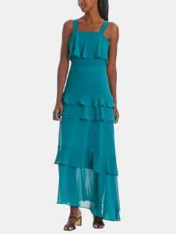 Quiz Chiffon Frill Tiered Strappy Maxi Dress