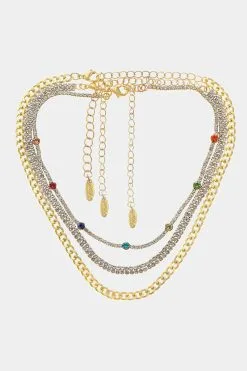 Ettika Rainbow & Crystal Necklace Set