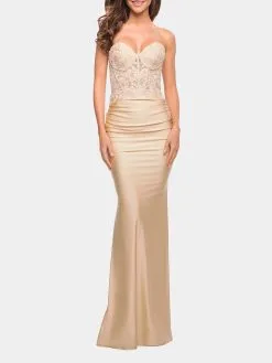 La Femme Stunning Strapless Jeweled Lace And Jersey Dress -Jewelry Accessories 91ffb81b 54d9 408f a5b9 0e72c3f2fb07