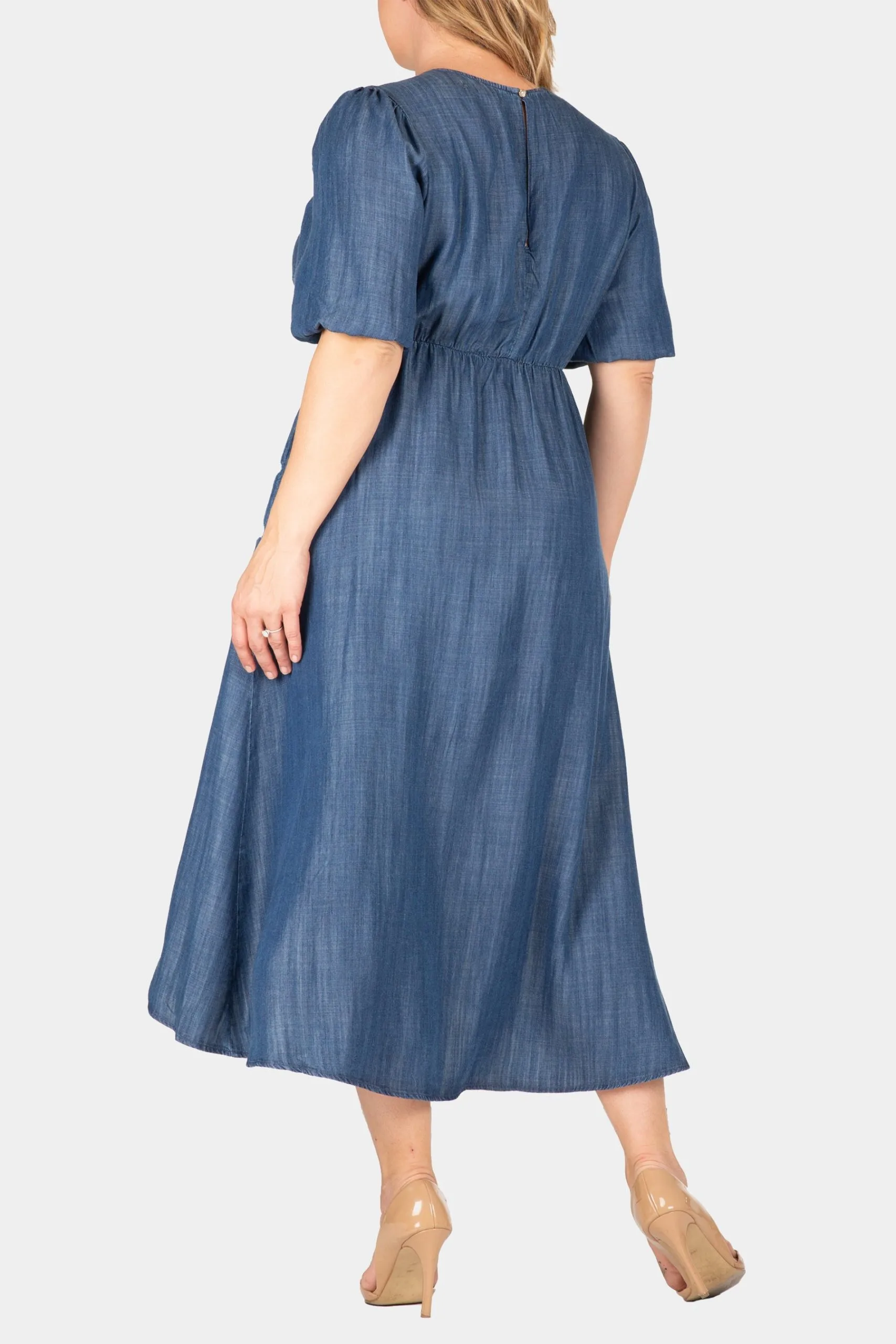 Standards & Practices Puff Sleeves High Low Tencel Dress 4 Standards & Practices Puff Sleeves High Low Tencel Dress - Image 2