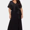 XSCAPE Long Crepe Ruffle Front Dress -Jewelry Accessories 92a20232 070d 48a7 9a23 85e8830ec096