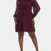 CeCe Long Sleeve A-Line Sweater Dress