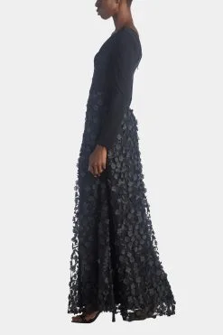 XSCAPE Long Sleeve Ruched Flower Dress -Jewelry Accessories 98844b35 571e 41bc 8f2f 466b2584c9c0