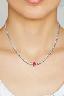 Julianna B Heart Ruby And White Sapphire Tennis Necklace -Jewelry Accessories 9a6aa3f0 71af 45b3 8ac8 f33cd7439c45