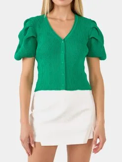 Endless Rose Floral Puff Short Sleeve Cardigan -Jewelry Accessories 9a6bc6be 20fb 41fb ab10 63362774b583