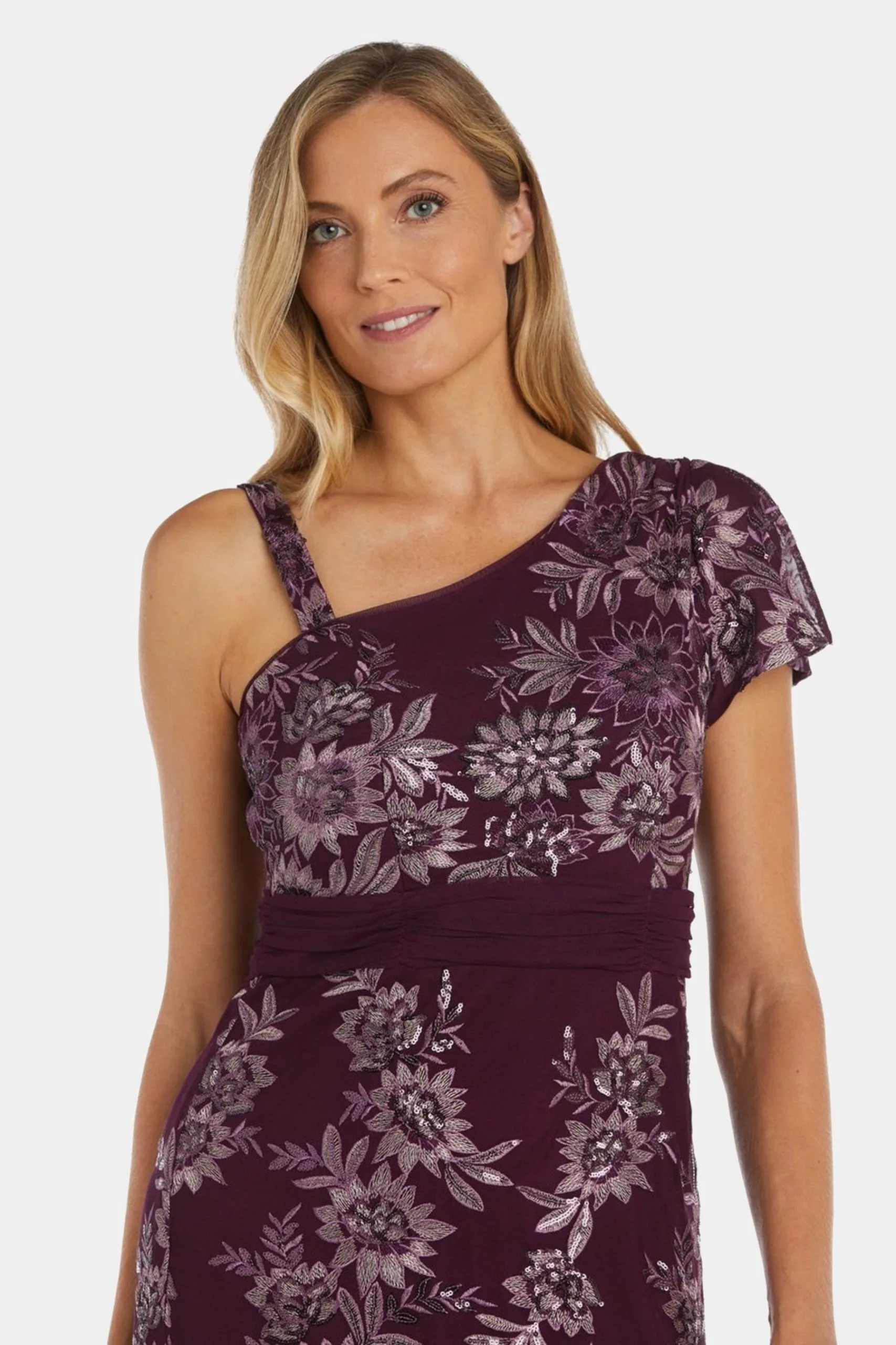 R&M Richards One Shoulder Embellished Evening Dress 6 R&M Richards One Shoulder Embellished Evening Dress - Image 4