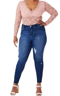 1822 Denim Destructed Raw Hem Ankle Skinny Jean -Jewelry Accessories CA99W1346B1 1756219 6