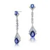 Genevive Sapphire Double Halo Drop Earrings -Jewelry Accessories CN51370 1919482 1