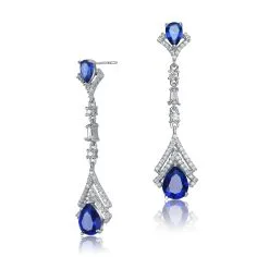 Genevive Sapphire Double Halo Drop Earrings -Jewelry Accessories CN51370 1919482 4 90bab34b 8f53 45a8 bcd2 921b43cf7899