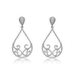 Genevive Sterling Silver Cubic Zirconia Peardrop Swirl Design Earrings -Jewelry Accessories CN51921 1761141 2