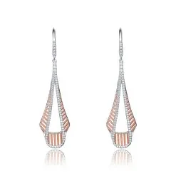 Genevive Sterling Silver Rose Gold Plated Cubic Zirconia Drop Earrings -Jewelry Accessories CN52081 1761141 4