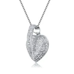 Genevive Sterling Silver White Cubic Zirconia Heart Pendant Necklace -Jewelry Accessories CN52366 1761141 2