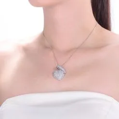 Genevive Sterling Silver White Cubic Zirconia Heart Pendant Necklace -Jewelry Accessories CN52366 1761141 3