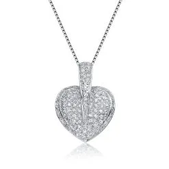 Genevive Sterling Silver White Cubic Zirconia Heart Pendant Necklace -Jewelry Accessories CN52366 1761141 4 01703cb8 9c4c 4e5b a233 a171267b0842