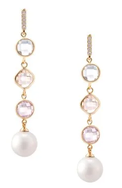 NINA Jennifer Bezel Station & Pearl Earrings