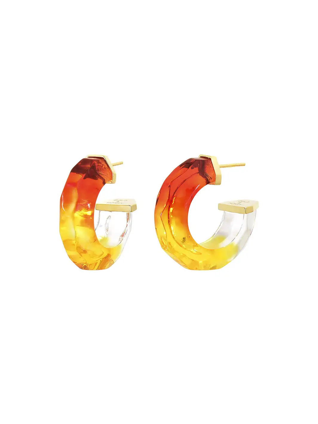 Gold & Honey Tie Dye Huggie Hoop Earrings 3 Gold & Honey Tie Dye Huggie Hoop Earrings