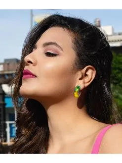 Gold & Honey Tie Dye Huggie Hoop Earrings 18 Gold & Honey Tie Dye Huggie Hoop Earrings -Jewelry Accessories E1347 1761141 5