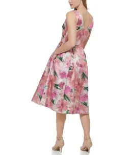 Eliza J Floral V-Neck Midi Dress -Jewelry Accessories EJ2M9872 1917574 3