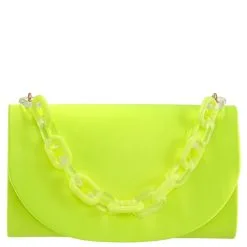 NINA Lucite Chain Clutch -Jewelry Accessories ENCORE E Neon Lime 1943994 13