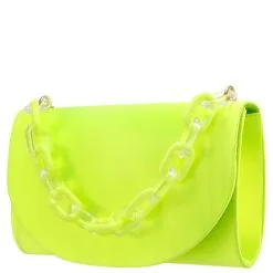 NINA Lucite Chain Clutch -Jewelry Accessories ENCORE E Neon Lime 1943994 14