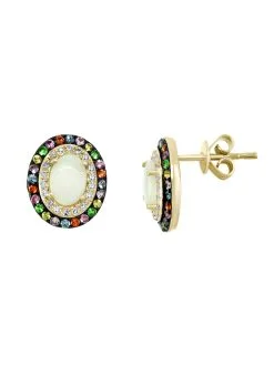 Effy 14K Yellow Gold Diamond Sapphire Earrings