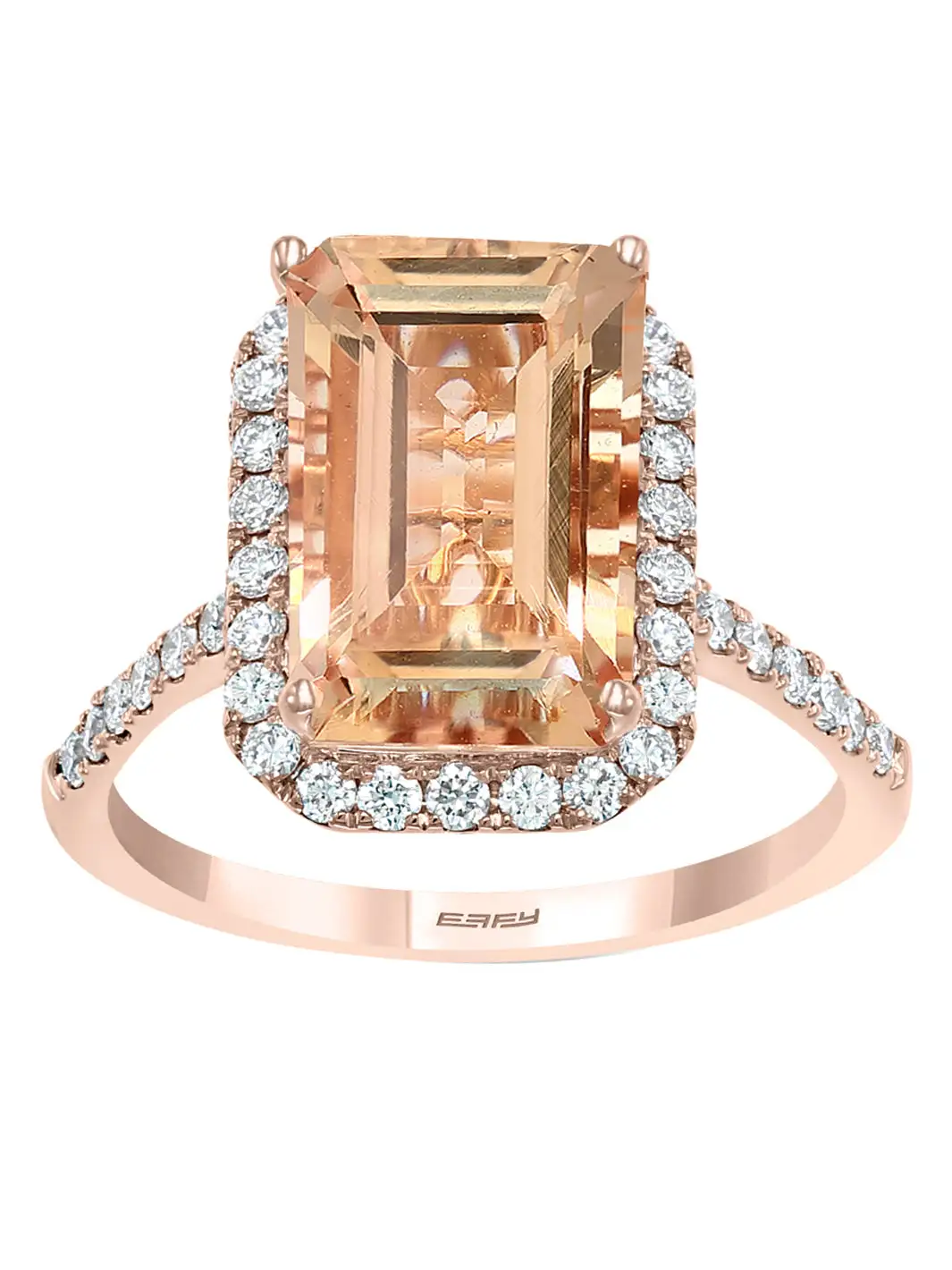 Effy 14K Rose Gold And Diamond Morganite Ring 3 Effy 14K Rose Gold And Diamond Morganite Ring