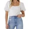 Endless Rose Short Puff Sleeve Cropped Top
