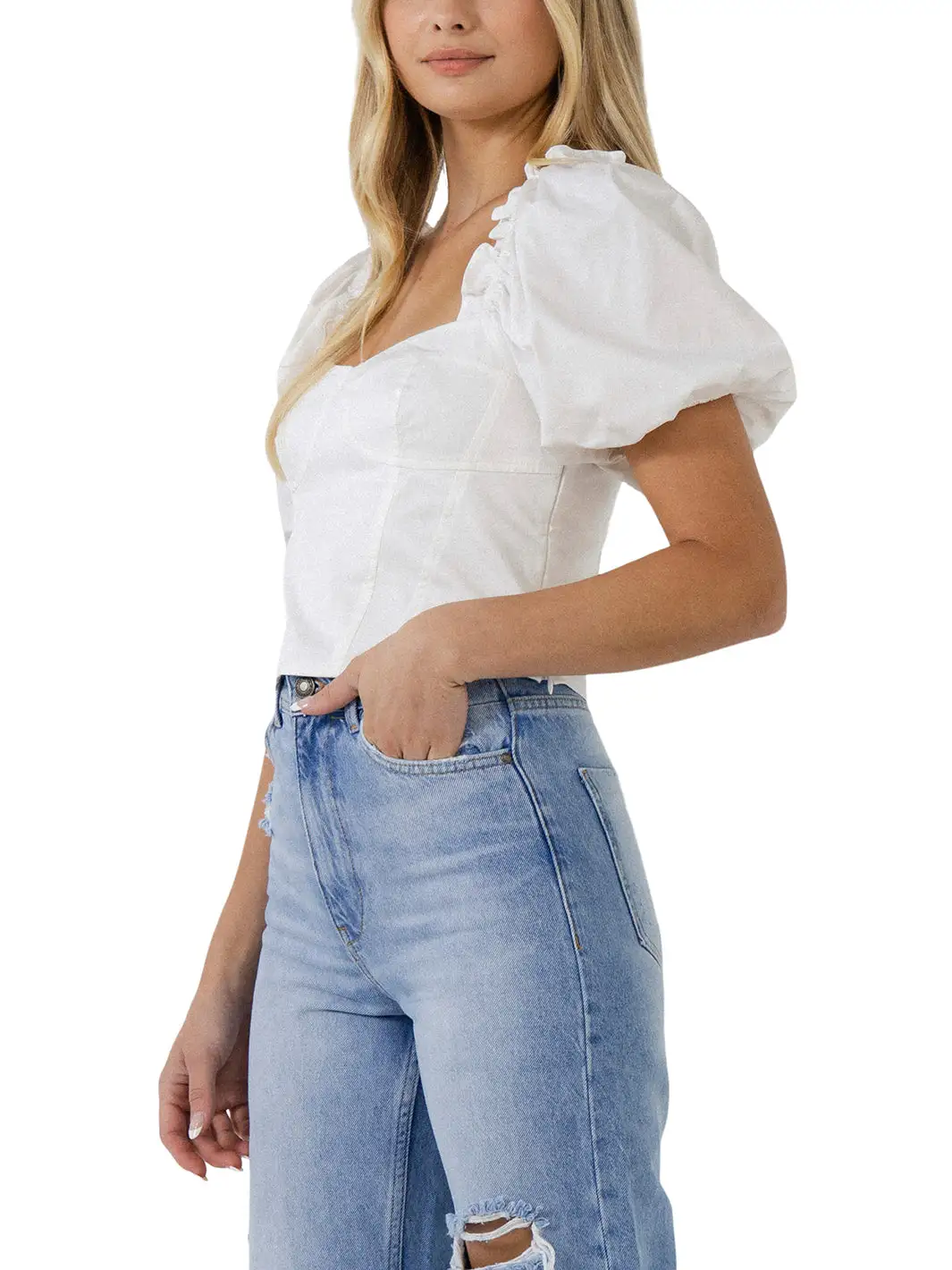 Endless Rose Short Puff Sleeve Cropped Top 4 Endless Rose Short Puff Sleeve Cropped Top - Image 2