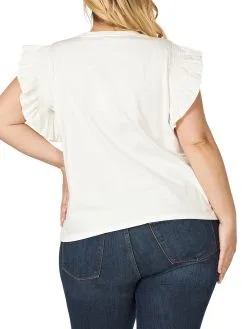 English Factory Poplin Knit Mixed Ruffle Detail Top -Jewelry Accessories JJ454TX 2032303 3