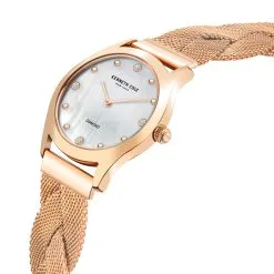 Kenneth Cole Classic Rose Gold Dot And Crystal Stone Hour Markers Watch With Rose Gold Mesh Braided Strap -Jewelry Accessories KCWLG2105702 1761141 2