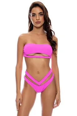 Luli Fama Playa Vibes Strappy High Leg Brazilian Scrunch Bikini Bottom -Jewelry Accessories L674K20 1839803 4