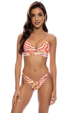 Luli Fama Love Me Wild Zig-Zag Cut Out High Leg Brazilian Bikini Bottom