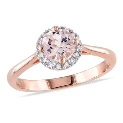 Julianna B Morganite And Diamond Halo Ring