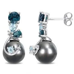 Julianna B 14k White Gold Cultured Pearl Blue Topaz & Diamond Accent Earrings -Jewelry Accessories LAT003898 1761251 5 6b476beb 7dff 4443 b32e d33349b4950f