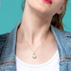 Julianna B 14k Yellow Gold Cultured Pearl Blue Topaz & Diamond Accent Necklace 11 Julianna B 14k Yellow Gold Cultured Pearl Blue Topaz & Diamond Accent Necklace -Jewelry Accessories LAT003902 1761251 4