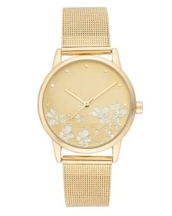 Nine West Floral Dial Mesh Watch -Jewelry Accessories NW2428 1964080 4