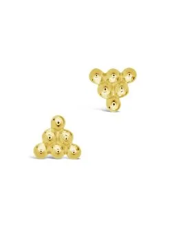 SF FINE 14K Gold Beaded Pyramid Earrings -Jewelry Accessories SFFE0012N14K 1761251 3