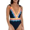 SUNSHINE 79 New Wave V-Plunge One Piece Swimsuit -Jewelry Accessories SN2SX09 1823153 1