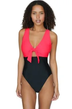 Hybrid Swim Bow Tied V-Neck Plunge One Piece Swimsuit -Jewelry Accessories SWM190 1754098 13