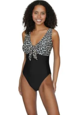 Hybrid Swim Bow Tied V-Neck Plunge One Piece Swimsuit -Jewelry Accessories SWM190 1754098 4