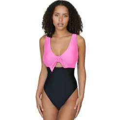 Hybrid Swim Bow Tied V-Neck Plunge One Piece Swimsuit -Jewelry Accessories SWM190 1754098 7