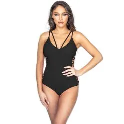 Hybrid Swim V-neck With Side Cutout One Piece Swimsuit -Jewelry Accessories SWM3983 1754098 4 2d55ec98 9a8d 4037 a838 69ca053e3694