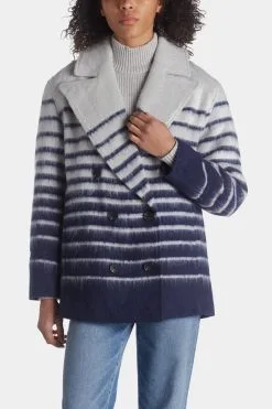 Avec Les Filles Sailor Stripe Double-Breasted Peacoat -Jewelry Accessories a42dfe06 ab6c 429c bacd 9a99fc228a37