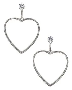CZ By Kenneth Jay Lane Round Cubic Zirconia Post Open Heart Drop Earrings -Jewelry Accessories a4c20745 b396 4afb 905a f136322c5451